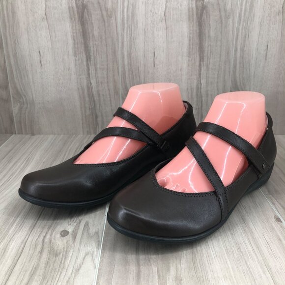 Aravon Mary Jane Shoes Womens 7.5 Abbey Z Strap Brown Leather Hook and Loop - Picture 4 of 11